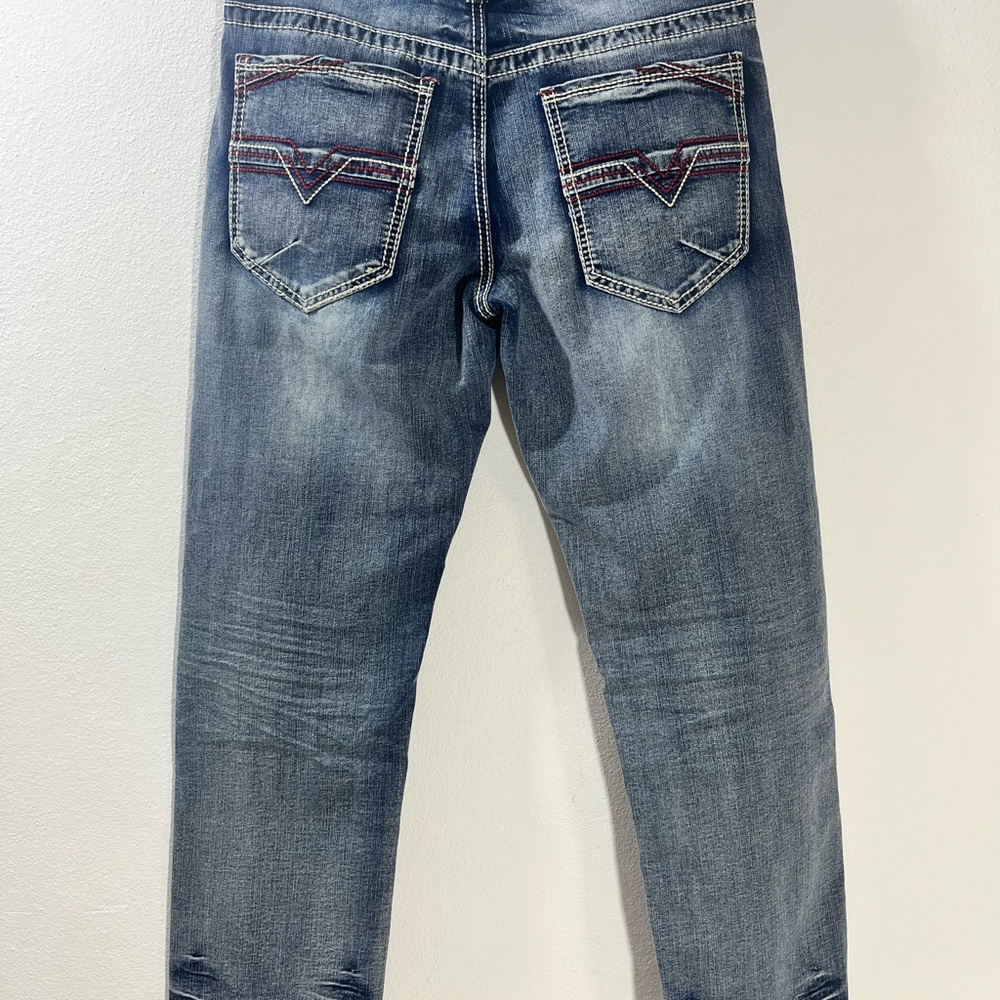 True Luck Men`s Jeans Straight Medium Wash S 30x30 NWT $60 Embroidered - Picture 3 of 8